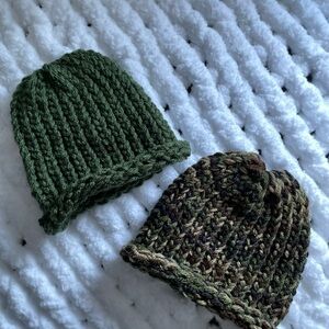 Newborn Baby Knit Hats! Set of two Handmade Knit Hats. Made to order